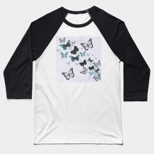 Butterfly Art Design, Teal & Black, face masks, Phone Cases, Apparel & Gifts Inspirational Baseball T-Shirt